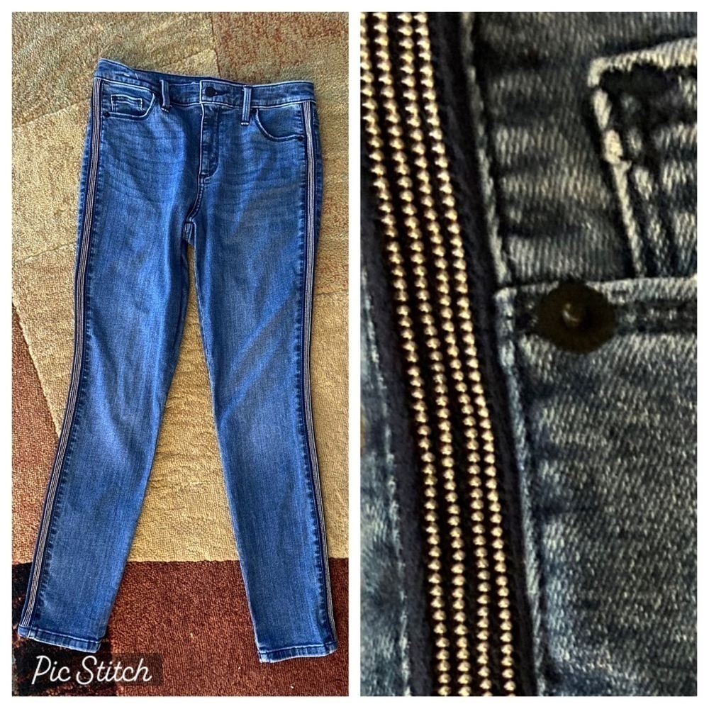 High Rise Skinny Beaded Side Detail Women’s Jeans